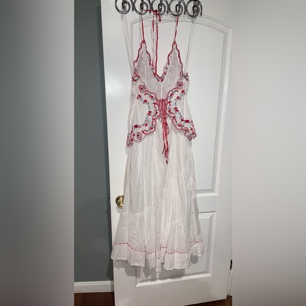 NEW! Free People Valenciana Embroidered Cotton Dress Cottagecore Boho 🍒 Medium - Picture 12 of 16